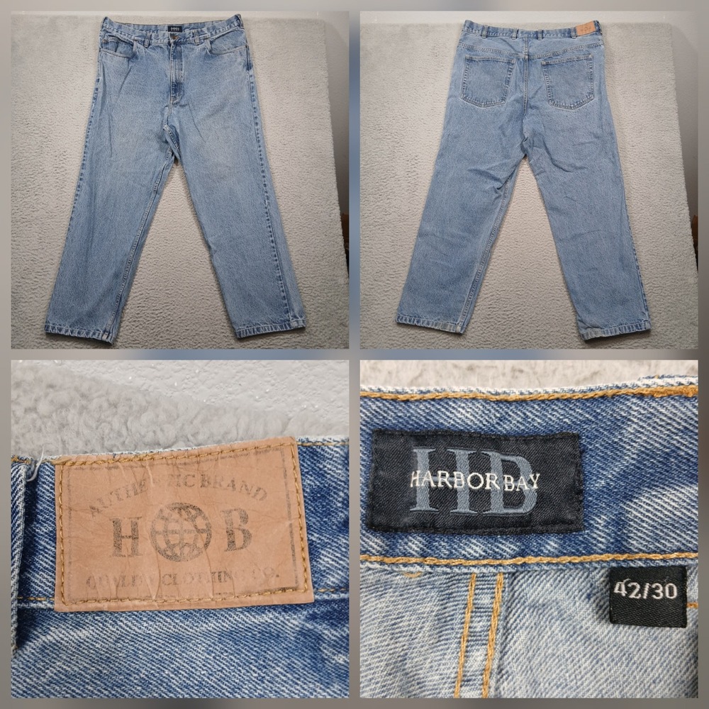 Harbor‎ Bay HDB Jeans Men 42x30 Light Wash Relaxed Fit Blue Denim
